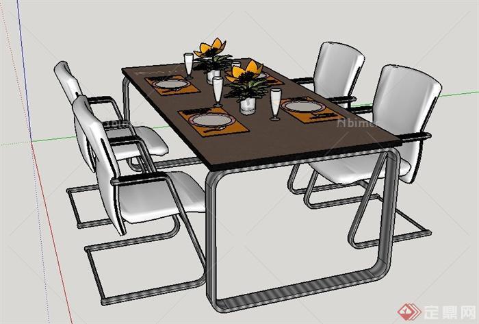 现代某简易餐桌椅设计SU模型