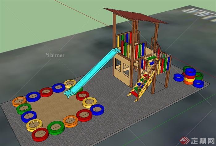 一组儿童游乐设施设计SU模型