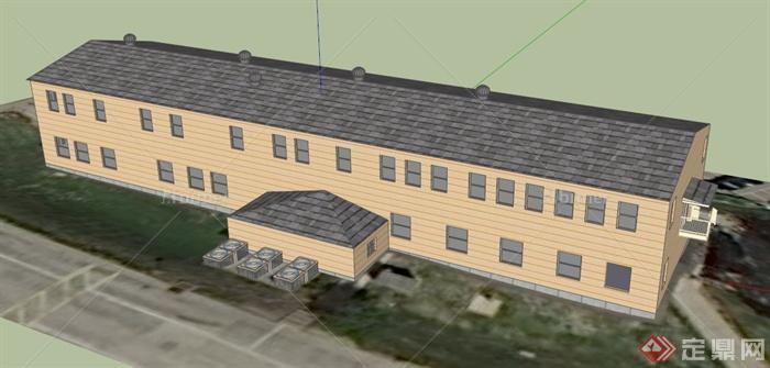 厂区双层宿舍建筑设计SU模型