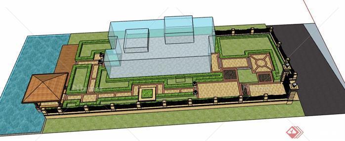 某别墅庭院景观设计SU模型3