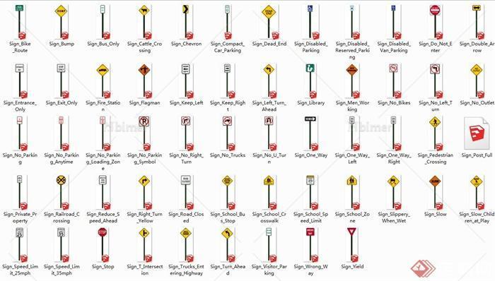 57个现代路边指示牌su模型