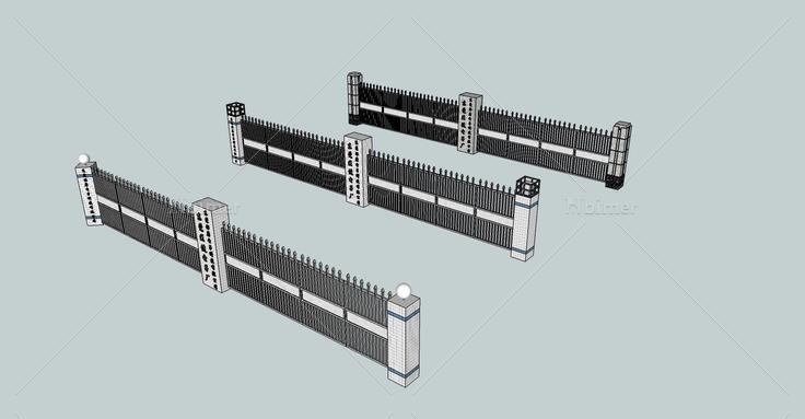 建筑构件-围墙(77617)su模型下载