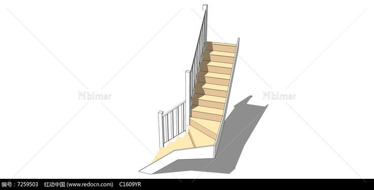 浅色楼梯SU模型