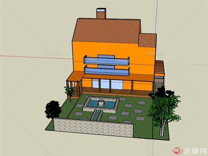 某现代多层精致住宅建筑景观设计SU模型