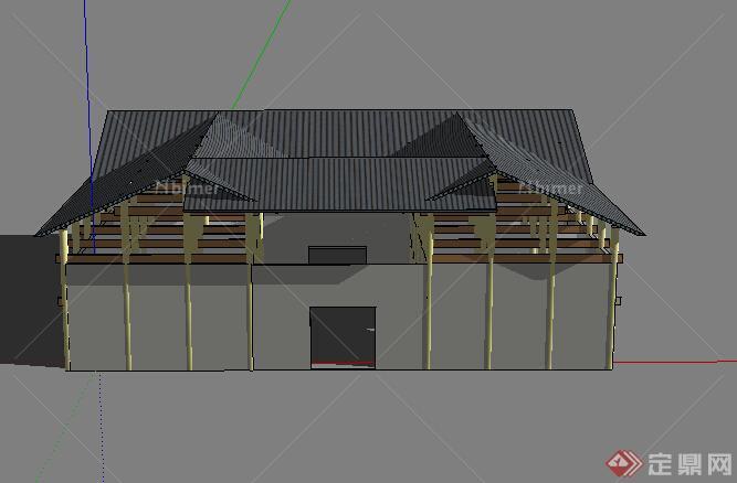 现代中式风格云南民居住宅建筑设计SU模型