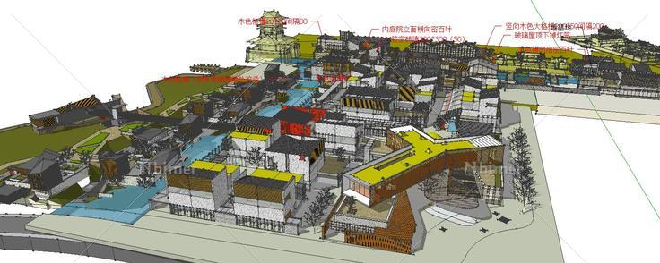 中式商业小镇模型