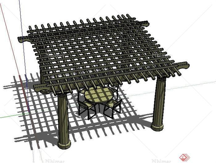 一个廊架设计的SU模型