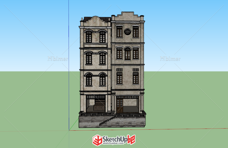 一组民国风建筑仿真模型