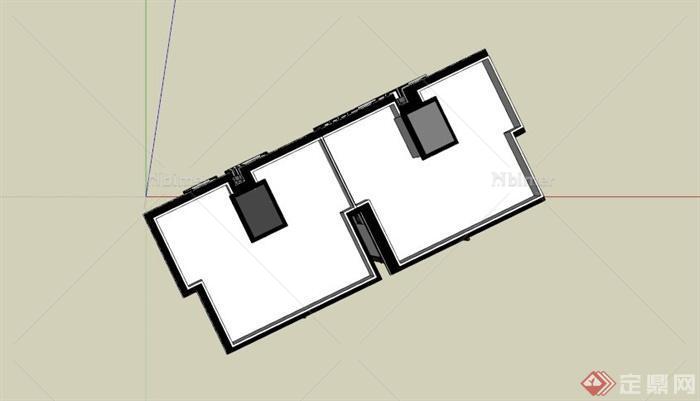 现代简约五层住宅建筑SU模型