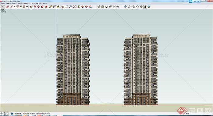 某两栋住宅模型建筑设计SU模型