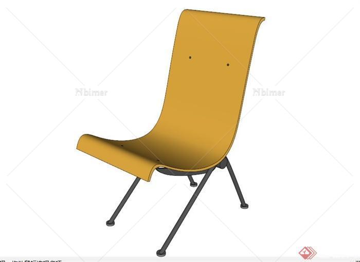 现代简约黄色椅子SU 模型