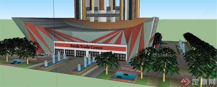 现代国际贸易中心建筑设计su模型