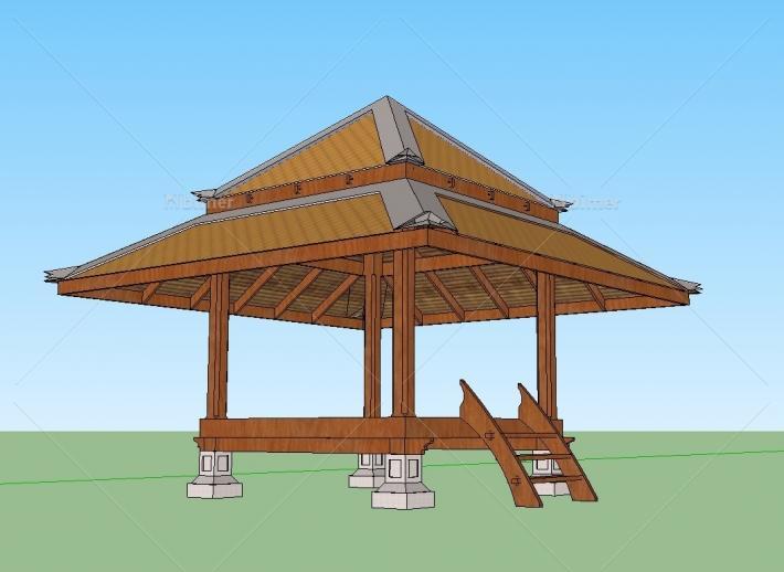 景观亭子提供SketchUp模型，带截图预览，欢迎下