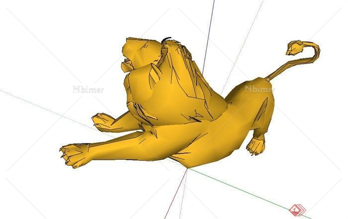 园林景观狮子雕塑设计SU模型
