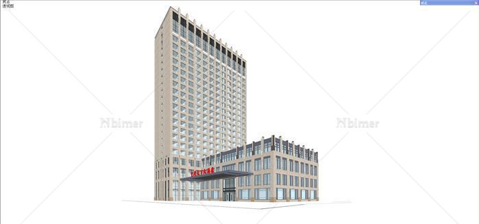 某新古典巴陵天下大酒店建筑方案设计SU模型[原创