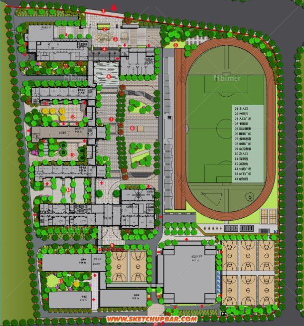 原创欧式学校，做的建筑加景观，（su高差处理搞