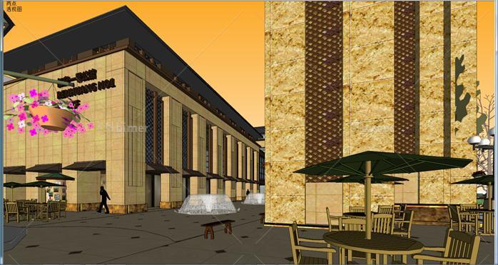 某新古典风格商业售楼部会所建筑方案设计SU模型