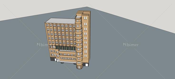 现代酒店正立面(80101)su模型下载