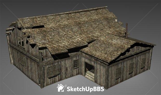 破旧木房子模型下载（3ds, max, mtl, obj, mb）