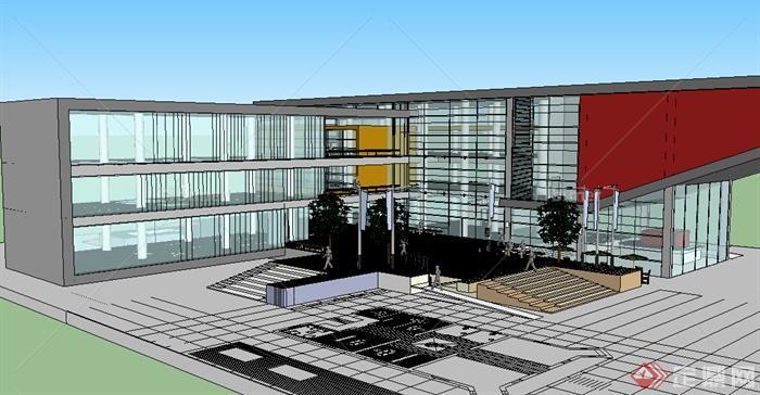 某特色教育教学建筑SU模型素材