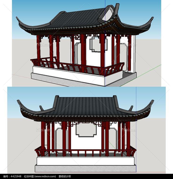 水榭景观建筑草图大师SU模型