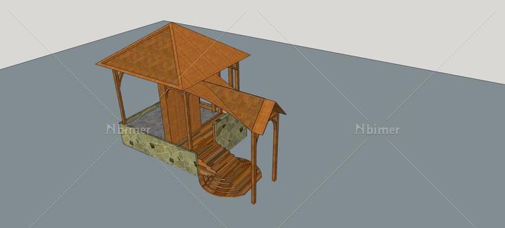木制凉亭(77763)su模型下载