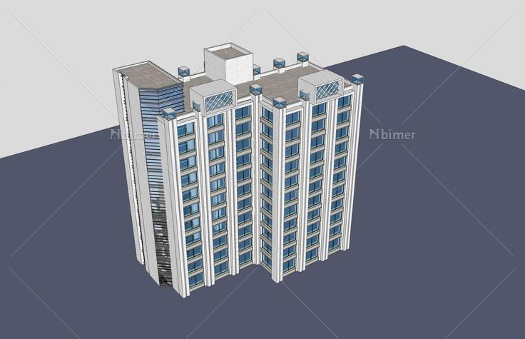 现代高层住宅公寓(47492)su模型下载