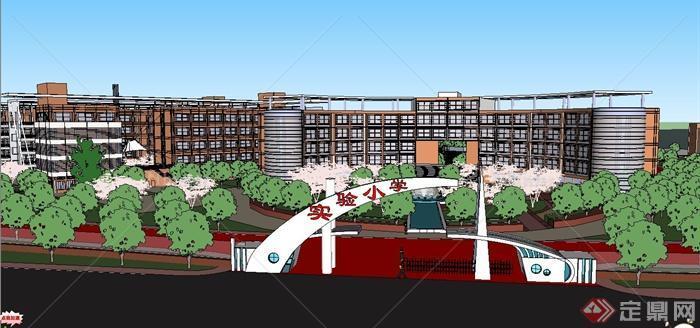 现代多层实验中学建筑设计SU模型