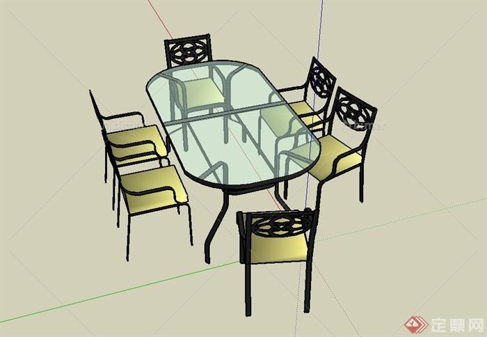 某欧陆玻璃桌、椅子设计su模型