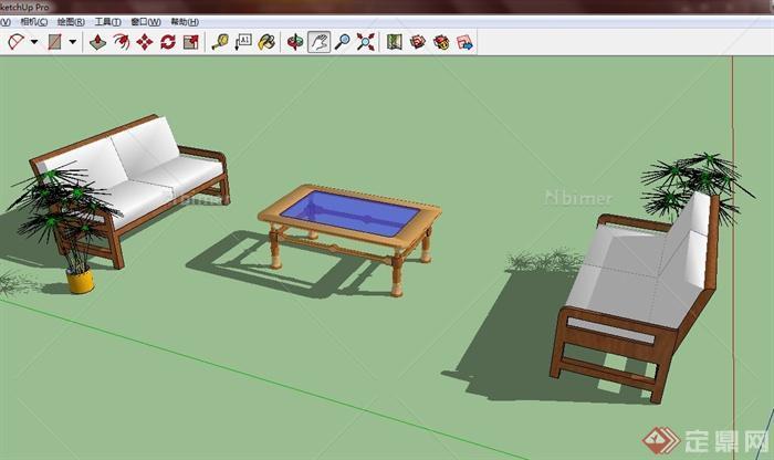 某混搭风格庭院桌椅设计SU模型