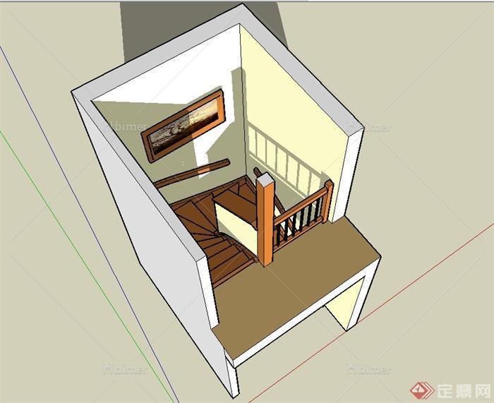 现代风格住宅空间楼梯设计su模型[原创]