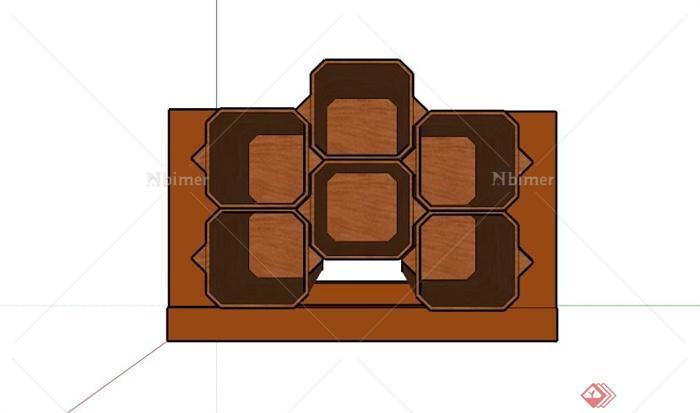 蜂窝型酒柜设计SU模型