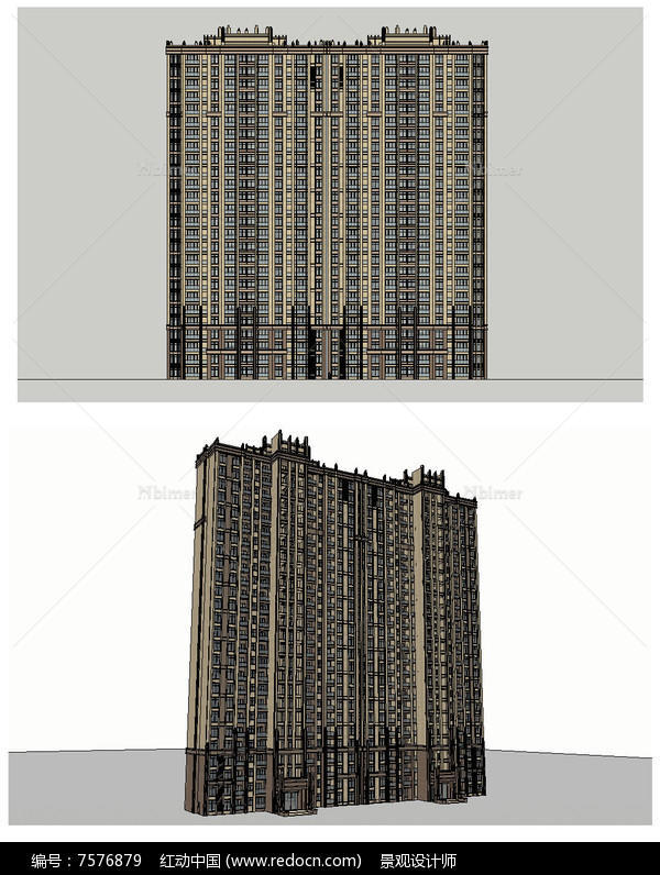 精品高层住宅建筑草图大师SU模型