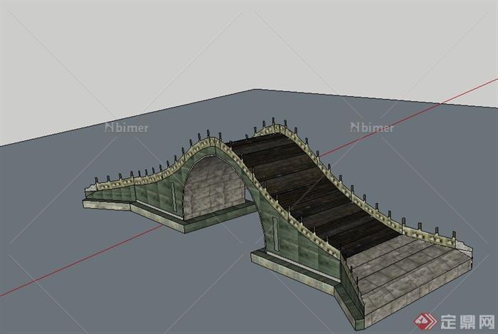 某现代中式风格公园拱桥设计su模型[原创]