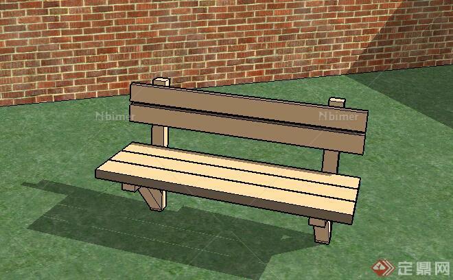 某室外木质坐凳设计SU模型