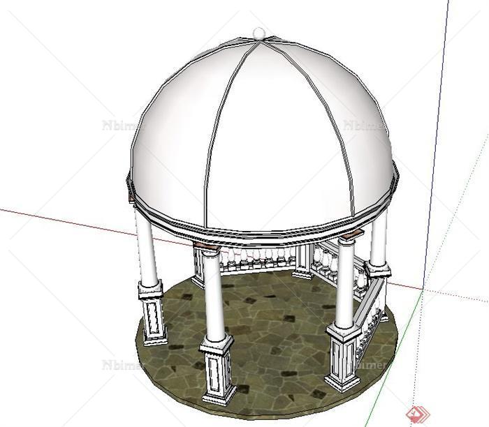 园林景观圆形欧式亭子设计SU模型