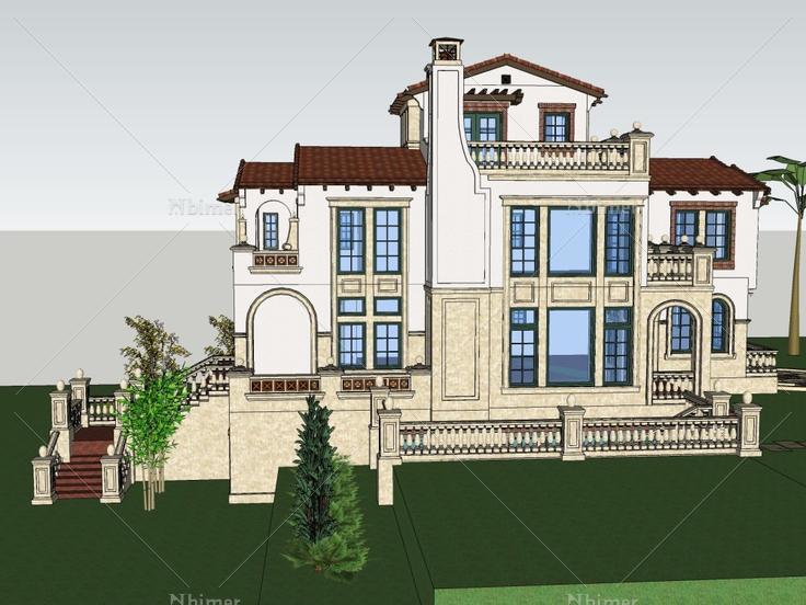 西班牙风格别墅，三层，带景观