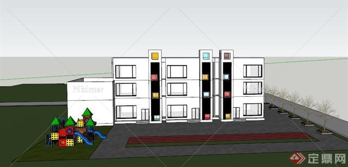 某地现代幼儿园学校建筑设计SU模型