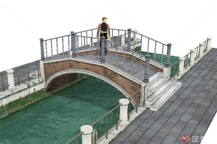 某欧式特色园桥设计SU模型素材