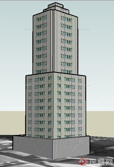 现代独栋贸易大厦办公建筑设计su模型