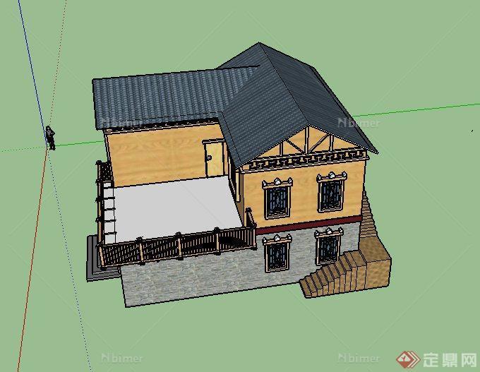 某两层乡村住宅建筑设计SU模型