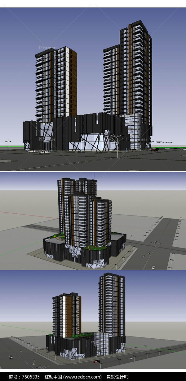 不错的商业办公楼建筑草图大师SU模型