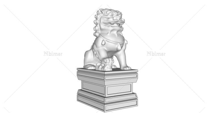 石狮子动物雕塑2(105255)su模型下载