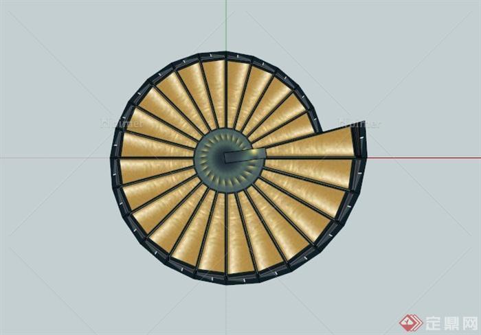 环形玻璃围栏楼梯SU模型