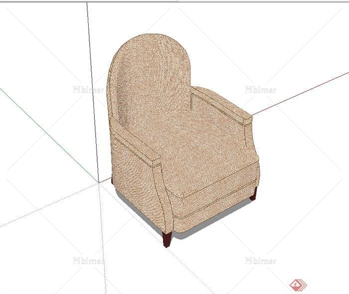 某现代风室内单人沙发椅设计SU模型[原创]