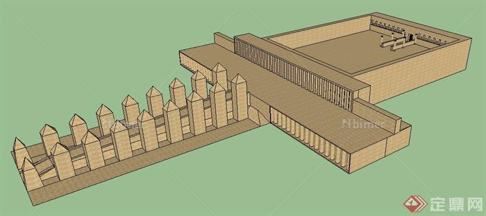 埃及古建圣殿建筑设计su模型