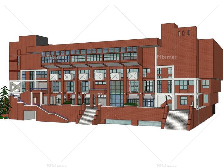 大学活动中心，现代主义风格，5层