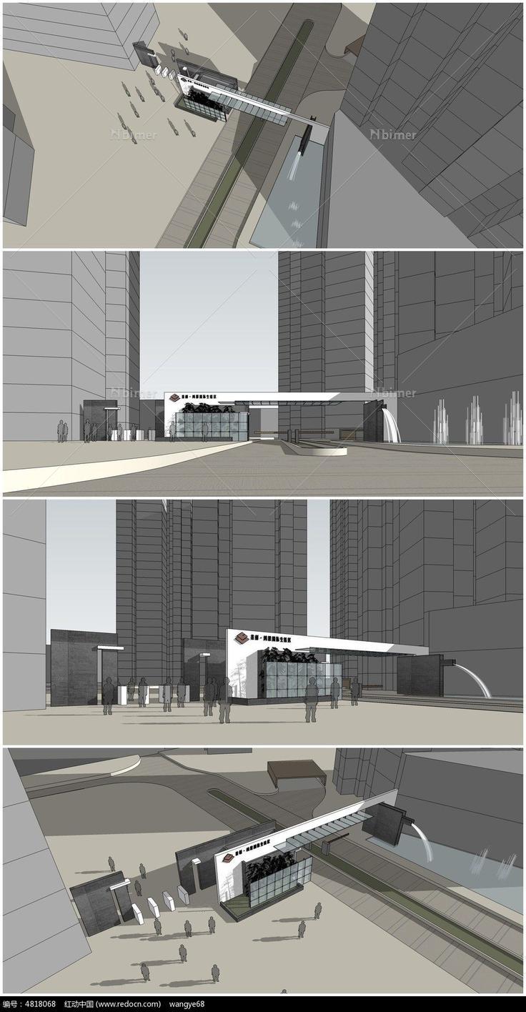 国际房地产小区大门SU模型