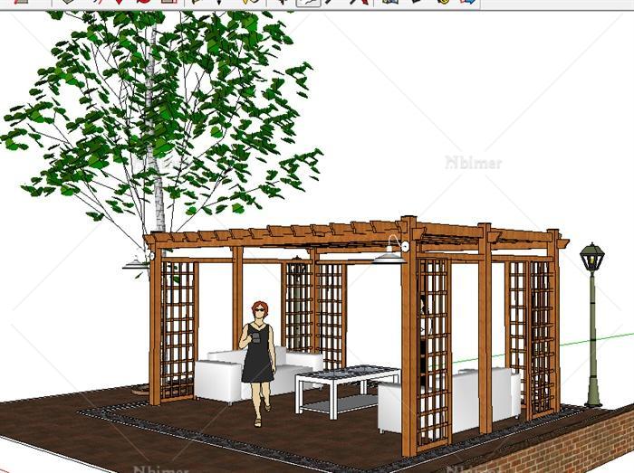 东南亚风格多款休闲廊架设计SU模型[原创]