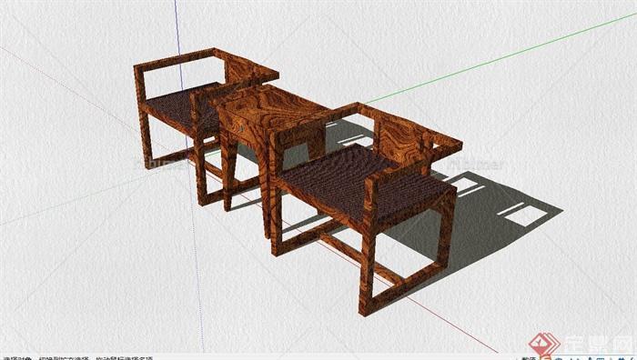 古典中式风格对谈桌椅组合设计SU模型[原创]